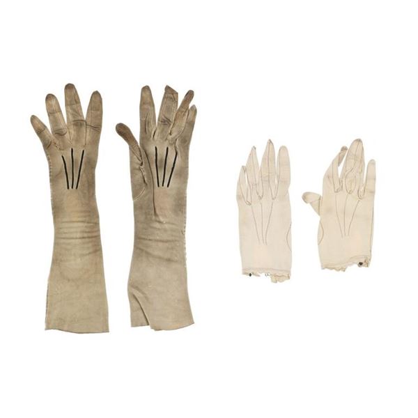 C. 1872 White Leather Wedding Gloves & Gauntlets