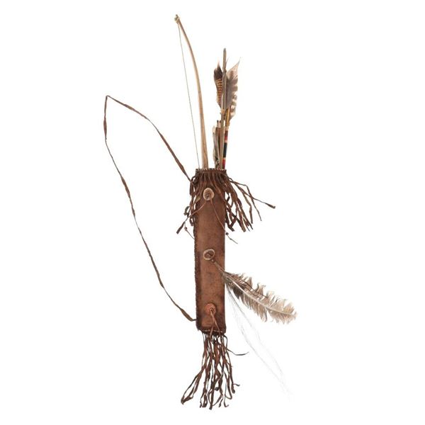 Native American Parfleche Quiver, Arrows & Bow
