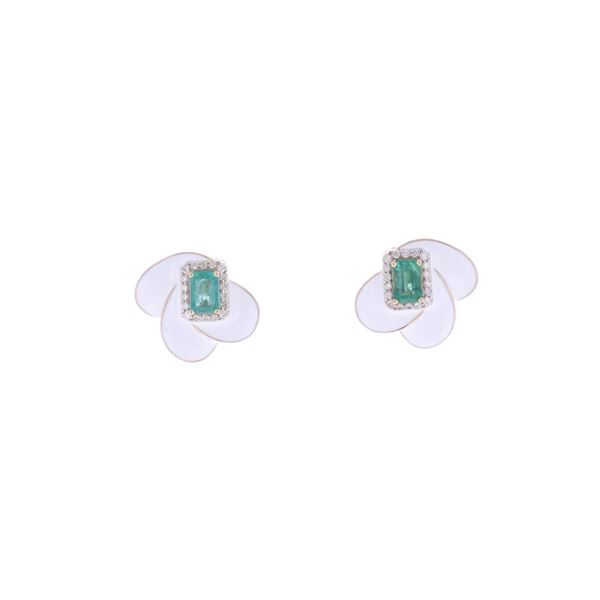 1.24ct Emerald Diamond & 14k Yellow Gold Earrings