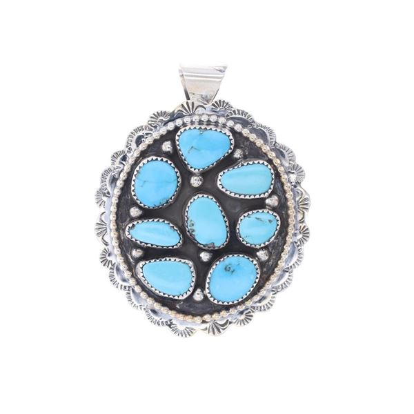 Navajo R. Sam Sterling Silver Turquoise Pandant