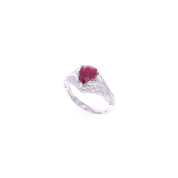 GIA RARE Burmese Ruby VS2 Diamond Platinum Ring