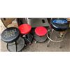 Image 1 : Set of Stools - 2 Red Stools, Ford Stool, Black Jack