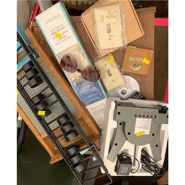 Set of Home Items Including  Mini Blinds, NexxTech LED Motion Clock