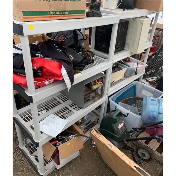 2 plastic shelves - 36W, 18D, 55T - Contents NOT Included, Shelves Only