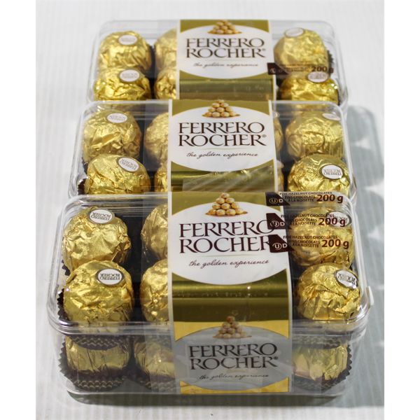 3 X 200G FERRERO ROCHER FINE HAZELNUT CHOCOLATES