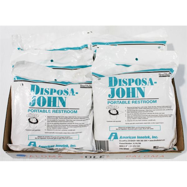 6 DISPOSA-JOHN PORTABLE RESTROOM BAGS