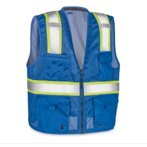 3 HI-VISIBILITY SAFETY VESTS - BLUE L/XL 