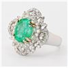 Image 3 : 3.19 ctw Emerald and 0.99 ctw Diamond 14K White Gold Ring
