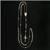 Image 8 : NEW 14k Gold Long 26" Polished Bead Our Lady of Guadalupe Rosary Crucifix Chain