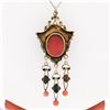 Image 5 : Antique Victorian 14K Gold High Relief Carved Coral Cameo & Bead Dangle Pendant