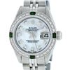 Rolex Ladies Quickset Stainless Steel White Diamond And Emerald 26MM Datejust Wr