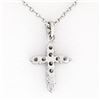 Image 5 : Petite Solid Platinum .30 ctw Round Brilliant Diamond Simple Cross Pendant & Cha