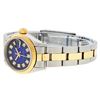 Image 9 : Rolex Ladies Quickset Two Tone Blue Vignette Diamond Oyster Band Datejust Wristw