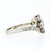 Image 5 : Antique 18K White Gold 1.11 ctw Old European Mine Diamond Three Stone Bypass Rin