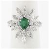 Image 1 : Vintage 18k White Gold 2.24 ctw Pear Emerald Marquise Diamond Spray Cocktail Rin