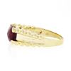 Image 7 : 14k Yellow Gold GIA 3 ctw Cushion Rubellite Tourmaline Solitaire Grooved Side Ri