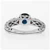Image 7 : 14K White Gold 1.60 ctw Round Sapphire Solitaire Diamond Milgrain Engagement Rin