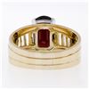 Image 7 : 18K Yellow Gold Oval Faceted Garnet Solitaire 1.18 ctw Baguette Step Diamond Rin