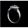 Image 4 : 14KT White Gold 0.64 ctw Tanzanite and Diamond Ring