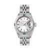 Image 2 : Rolex Ladies Stainless Steel Silver Index Dial Diamond And Emerald Bezel Date Wi
