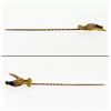 Image 5 : Rare Antique Art Nouveau 18K Gold Ruby Enamel LARGE Detailed Pheasant Stick Pin