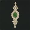 Image 4 : Vintage 18k Yellow Gold GIA Green Jade & 1.90 ctw Round Diamond Flower Pin Brooc