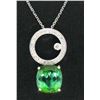 Image 1 : NEW 18k Gold 3.85 ctw Fiery Blue Green Tourmaline & Diamond Dangle Pendant & Cha