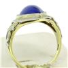 Image 6 : Antique Art Deco 10k White Yellow Gold Bezel Marquise Cabochon Lapis Lazuli Ring