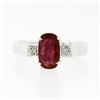 Image 6 : Vintage 18k Gold 1.62 ctw GIA Oval Ruby & Round Diamond Accent Engagement Ring
