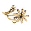 Image 2 : Vintage 14k Yellow Gold 1.20 ctw Sapphire & Pearl Detailed Flower Leaf Pin Brooc