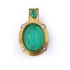 Image 1 : 18K Gold, Emerald & Diamond Pendant with Antique Venetian Glass Cameo Medallion