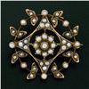 Image 3 : Antique Victorian 14K Yellow Gold Prong & Bezel Seed Pearl Open Round Brooch Pin