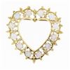 Image 1 : Vintage 14K Yellow Gold Round Cabochon Opal Framed Open Heart Brooch Pin Pendant