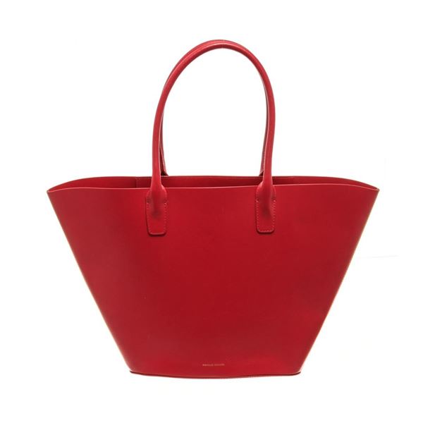 Mansur Gavriel Flamma Calfskin Red Triangle Tote Bag