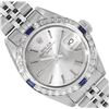 Image 1 : Rolex Ladies Stainless Steel Silver Index Diamond And Sapphire Date Wristwatch
