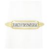 Image 1 : Antique 14k Yellow Gold Palladium Top .12 ctw Single Cut Diamond Channel Band Ri