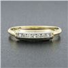 Image 2 : Antique 14k Yellow Gold Palladium Top .12 ctw Single Cut Diamond Channel Band Ri