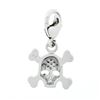 Image 3 : 14k White Gold 0.12 ctw Diamond Skull & Crossbones Charm Pendant w/ Lobster Clas