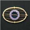 Image 2 : Antique Victorian 18k Yellow Gold Music Strings Brooch Lavender Purple Amethyst