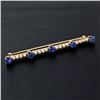 Image 3 : Antique 14k Gold 1.50 ctw Old Cut Montana Sapphire & Seed Pearl Bar Brooch Pin