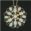Image 6 : Vintage 14K Yellow Gold .42 ctw Diamond & Opal Round Open Brooch Pendant Necklac