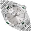 Image 1 : Rolex Ladies Stainless Steel Silver Index Diamond And Emerald Date Wristwatch Wi