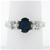 Image 1 : New 14K Gold 1.53 ctw Oval Sapphire Round Diamond 3 Three Stone Engagement Ring