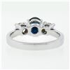 Image 7 : New 14K Gold 1.53 ctw Oval Sapphire Round Diamond 3 Three Stone Engagement Ring