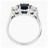 Image 8 : New 14K Gold 1.53 ctw Oval Sapphire Round Diamond 3 Three Stone Engagement Ring
