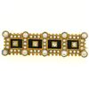 Image 2 : Antique Victorian 15k Yellow Gold Old Mine Cut Diamond Seed Pearl & Onyx Bar Pin