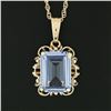 Image 6 : Vintage 14k Gold Blue Stone Solitaire In Open Twisted Wire 18" Pendant Necklace