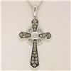 Image 4 : 14k White Gold .70 ctw Fancy Brown Diamonds on Black Cross Pendant w/ 18" Chain