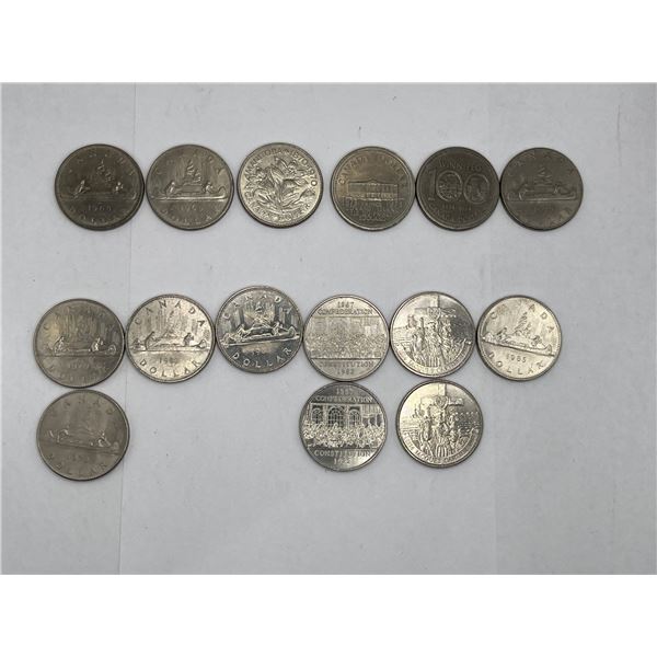 15 Canadian Nickel Dollars 1968-1970, 1973-1975, 1979-1982, 1984-1985