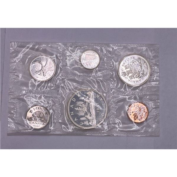 1961 Canadian Uncirculated Coin Set 43.1g 80% Silver
